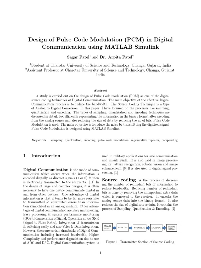 Design of Pulse Code Modulation (PCM) in Digital Communication Using