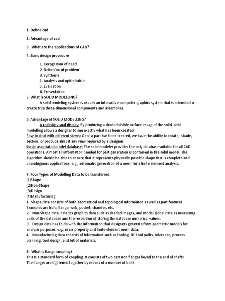CAD and Solid Modeling Overview | PDF | Finite Element Method ...