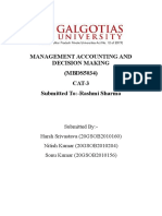 Management Accounting and Decision Making (MBDS5034) CAT-3 Submitted To:-Rashmi Sharma