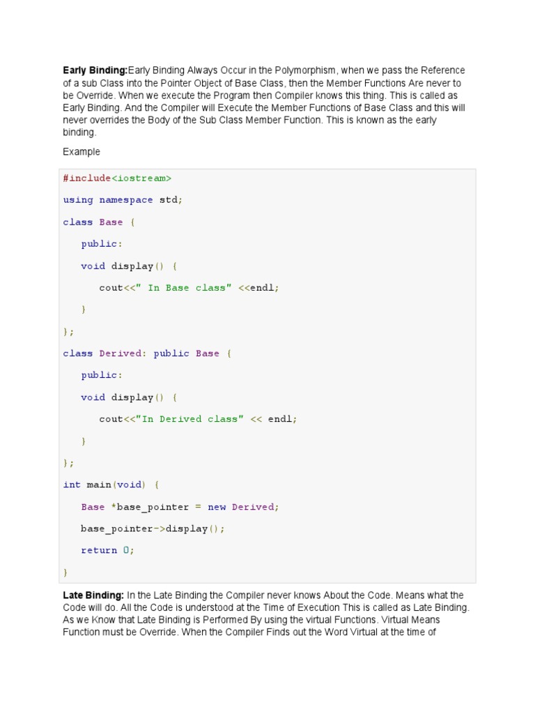 Early Binding and Late Binding | PDF | Method (Computer Programming ...