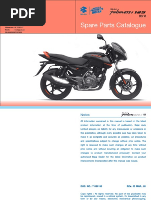 SPC Pulsar 125 Bs Vi Rev 00 Mar 2020 PDF Brake Transmission Mechanics