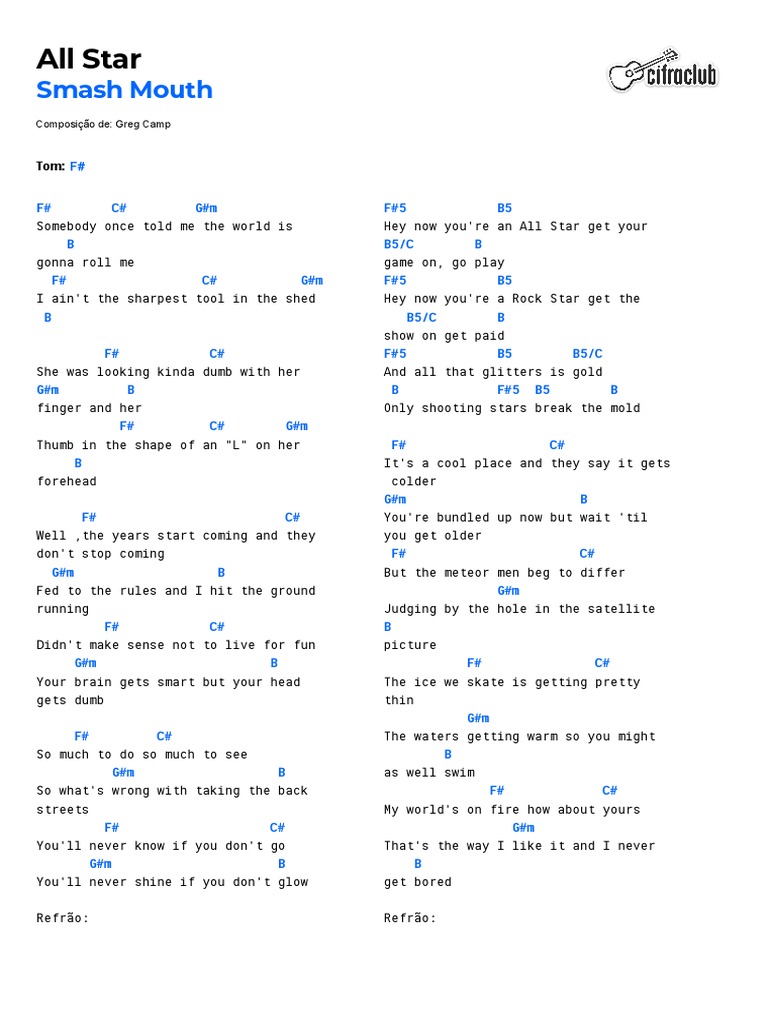 All Star Guitar Chords Satellite