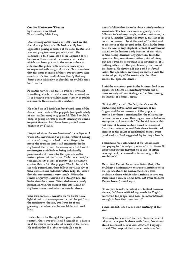 On The Theatre PDF Puppets Dances