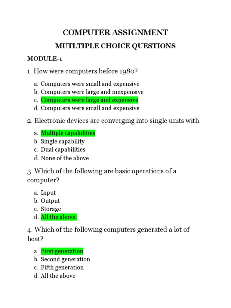basic computer assignment pdf