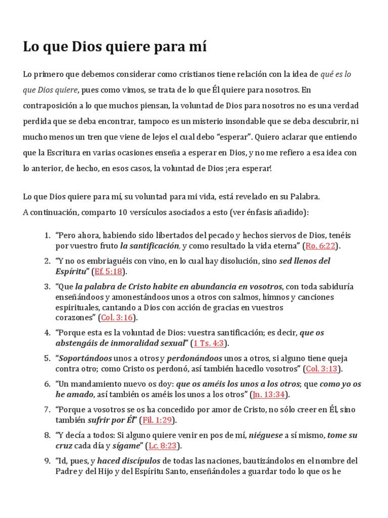 Lo Que Dios Quiere para Mí | PDF | Cristo (título) | Dios