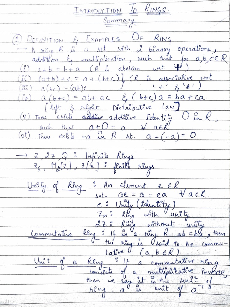 Intro To Rings | PDF | Ring Theory | Abstract Algebra