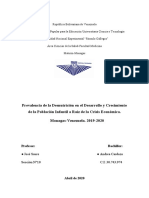 Prevalencia de La Desnutrición en El Desarrollo y Crecimiento de La Población Infantil A Raíz de La Crisis Económica.