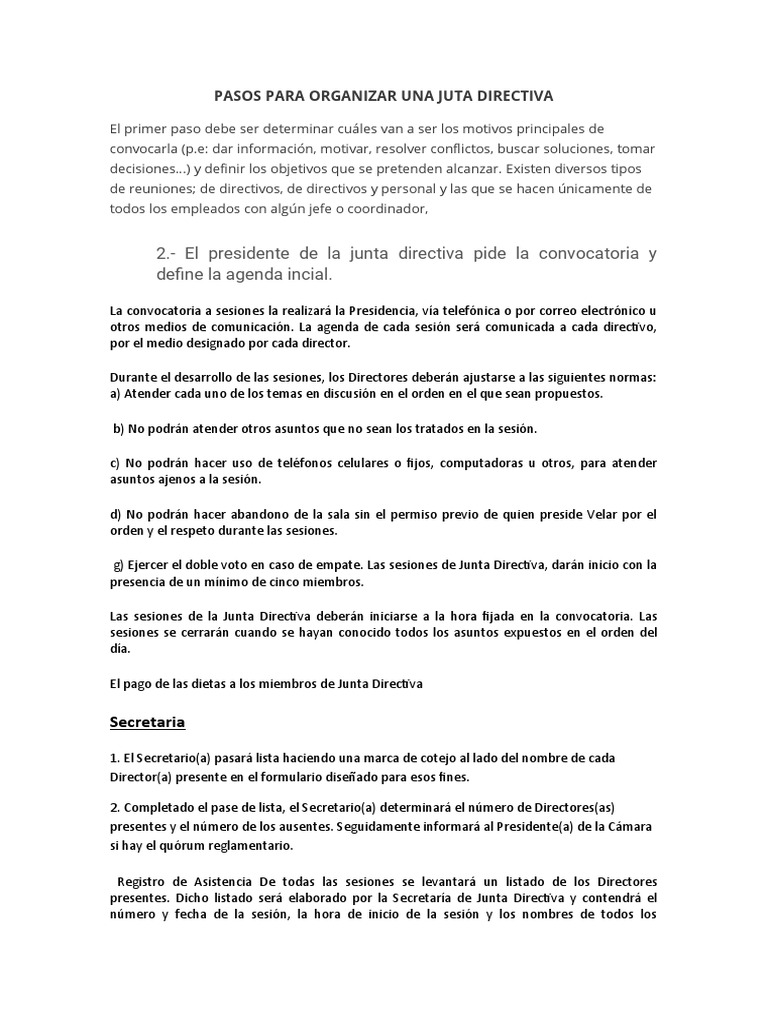 Organización de Juntas Directivas | PDF | Quórum | Votación
