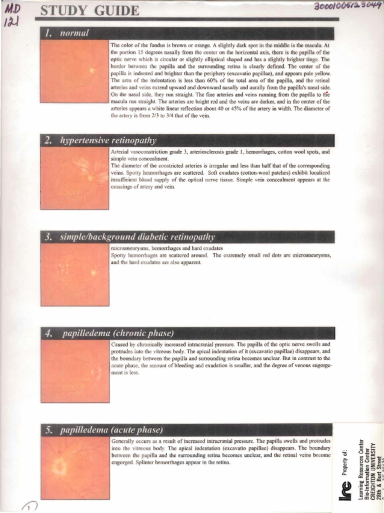 Study Guide | PDF | Retina | Ophthalmology