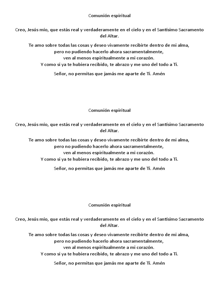 Oración de Comunión Espiritual | PDF