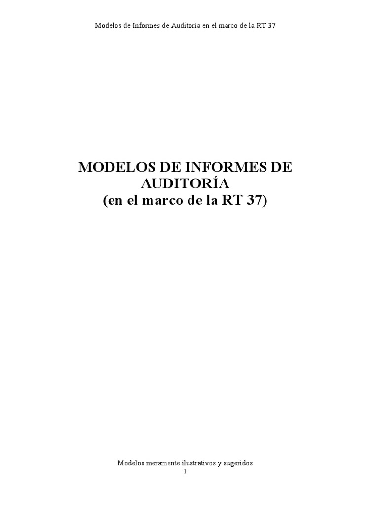 Modelos de Informes de Auditoría RT 37 | PDF | Auditoría | Contralor