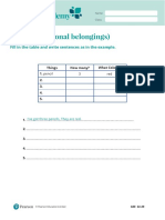 Writing (Personal Belongings) : Fill in The Table and Write Sentences As in The Example