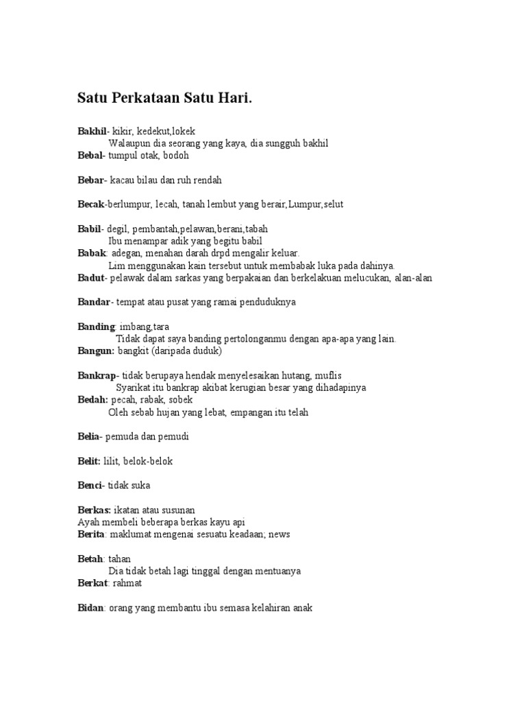Satu Perkataan Satu Hari Pdf