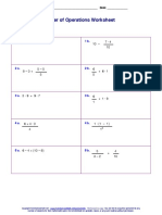 Order of Operations Worksheet: Solve in The Correct Order