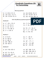 Solving Quadratic Equations B by Factorising Homework