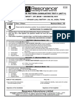 Advanced Pattern Cumulative Test-1 (Act-1) Paper-1