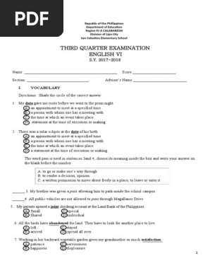 Third Quarter_English 6 With TOS and Key Answer (1)
