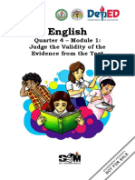 English: Quarter 4 - Module 1: Judge The Validity of The Evidence From The Text