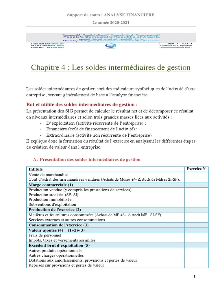 Exercice Sig Et Caf Avec Corrigé Pdf Chapitre 4 Les Sig | PDF | Revenu brut | Valeur ajoutée