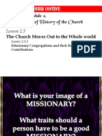 Module 2.3.1 Missionary Congregation and Theur Contributions