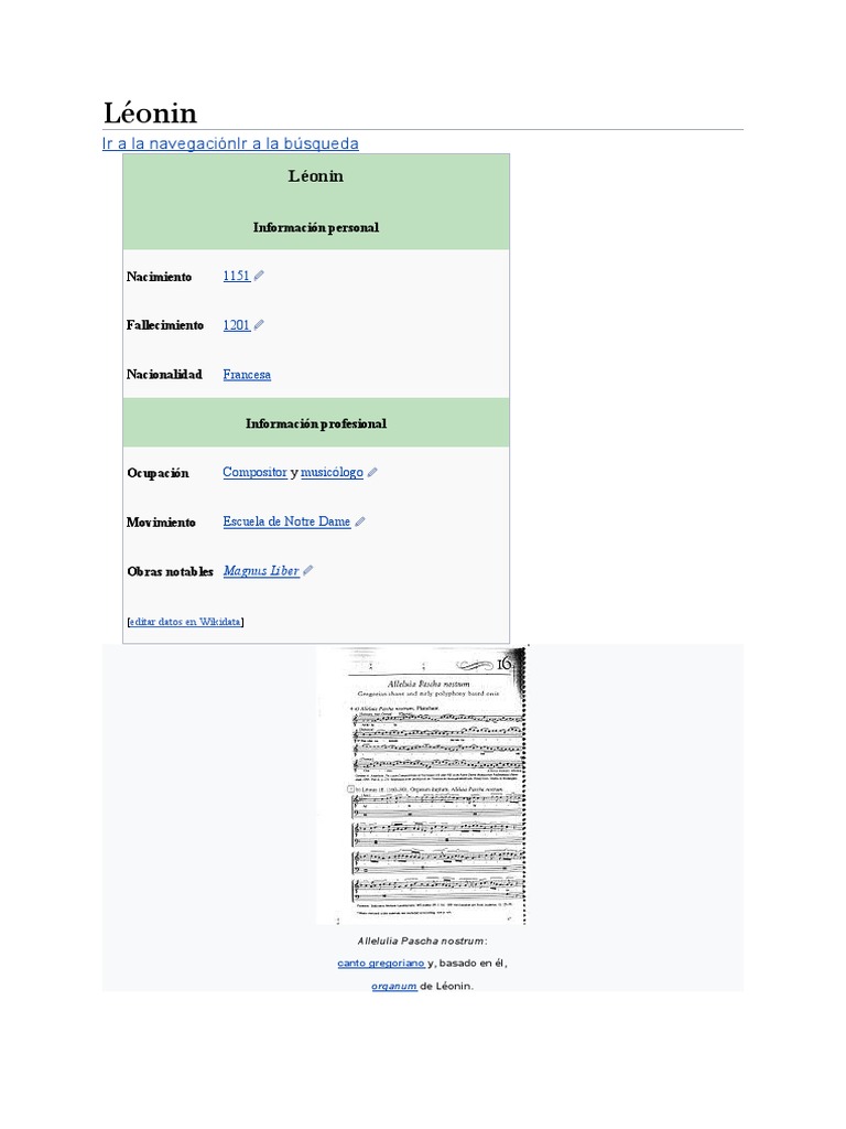 Léonin, compositor de la Escuela de Notre Dame | PDF | Organizaciones ...