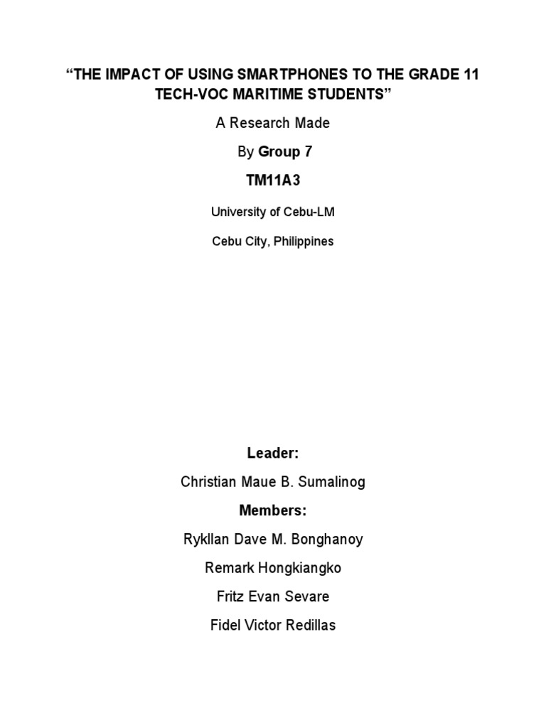 Impact of Smartphones on Grade 11 Students | PDF | Social Media ...
