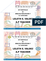 Leleth E. Valdez A.P Teacher: My Portfolio IN Araling Panlipunan 7 S.Y 2019-2020