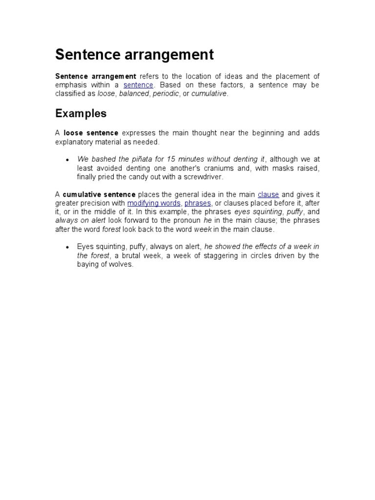 The Four Types of Sentence Arrangement: Loose, Balanced, Periodic, and ...