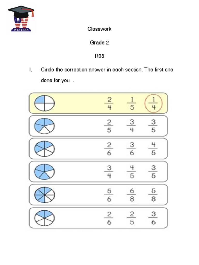 Classwork Grade 2 R08 I. Circle The Correction Answer in Each Section ...
