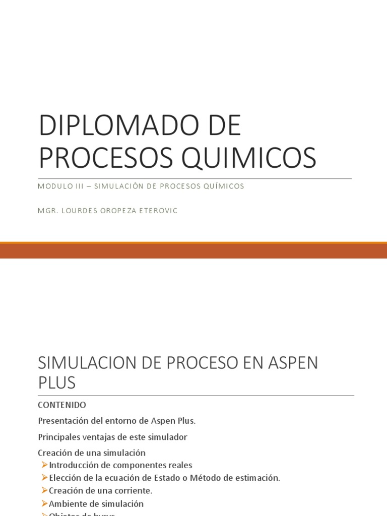 Simulación de Procesos Químicos en Aspen Plus | PDF | Simulación por ...