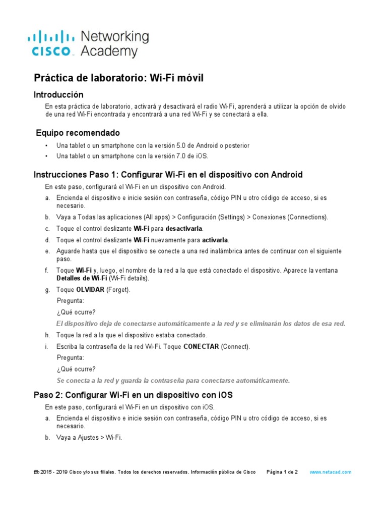 7.5.1.2 Lab Mobile WiFi PDF Wifi Android (sistema operativo)