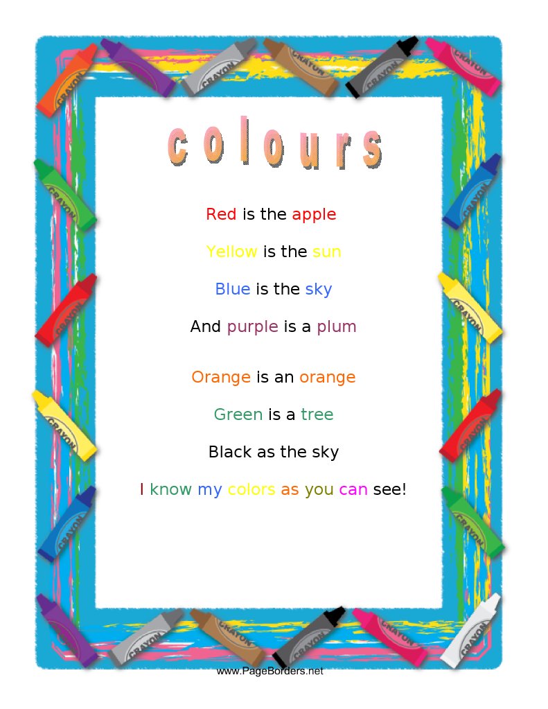 Colours Rhyme | PDF | Home & Garden | Science & Mathematics
