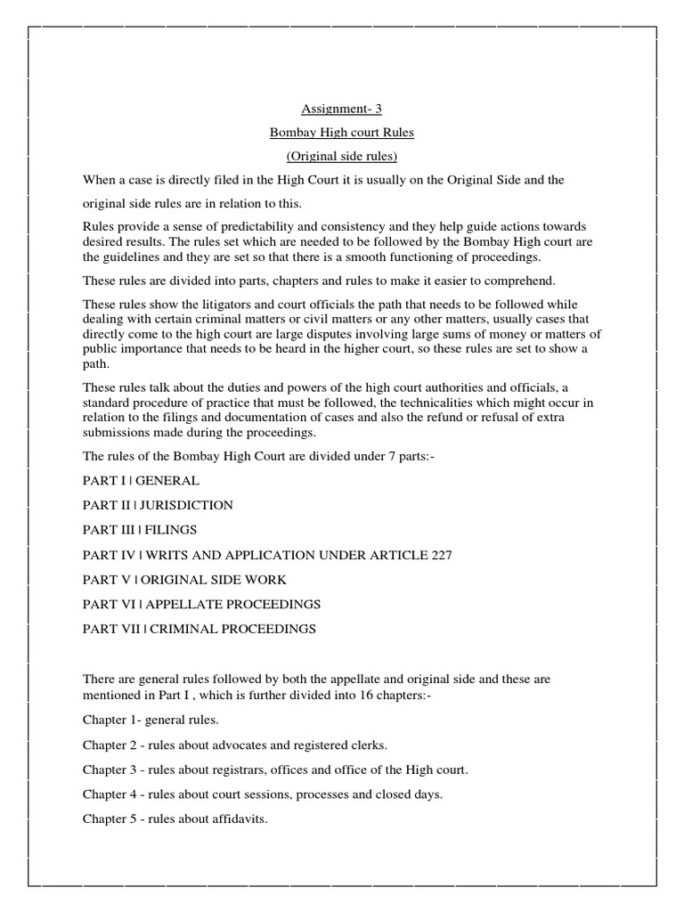 Bombay High Court Original Side Rules | PDF | Affidavit | Lawsuit