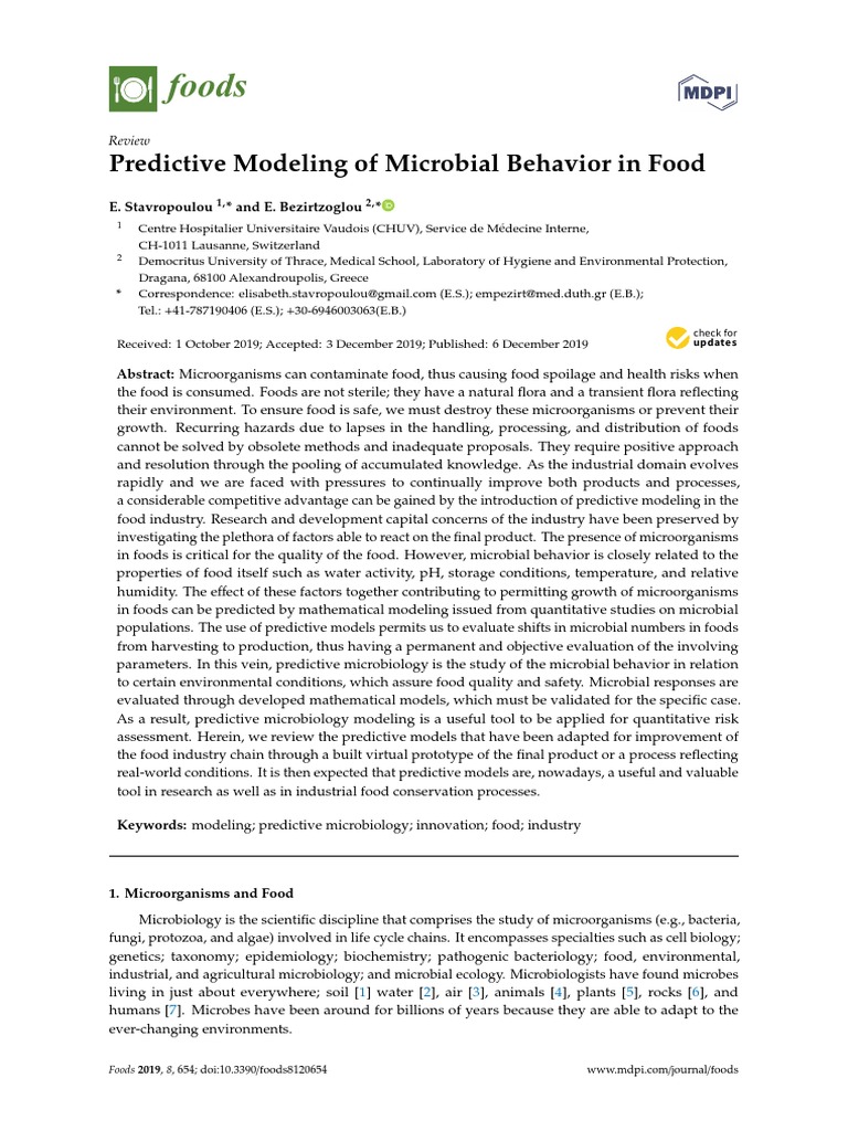 Foods: Predictive Modeling of Microbial Behavior in Food | PDF ...
