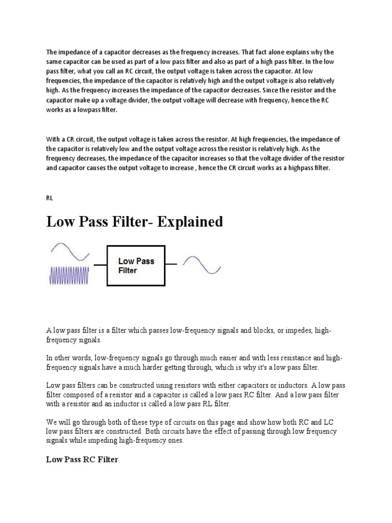 Understanding RC and RL Filters | PDF | Electronic Filter | Low Pass Filter