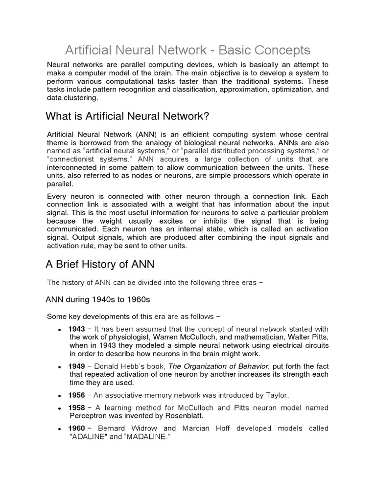 Overview of Artificial Neural Networks | PDF | Artificial Neural ...
