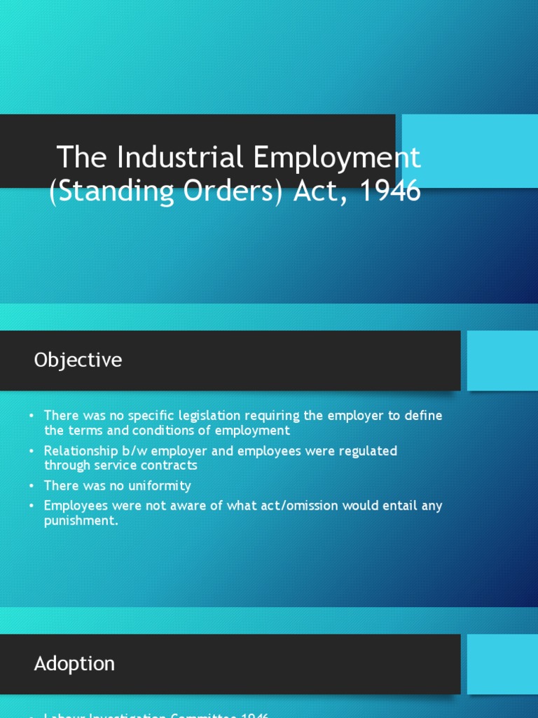 Standing Order Act PDF Parliamentary Procedure Employment
