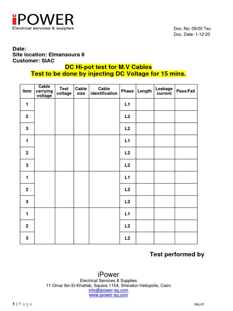 Dc Hipot Testing Guidelines For Mv Cables – VEMS