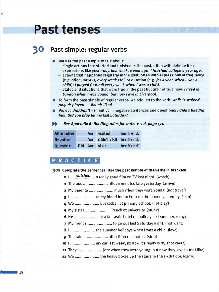 Simple Past Tense Overview and Exercises | PDF | Linguistic Typology ...