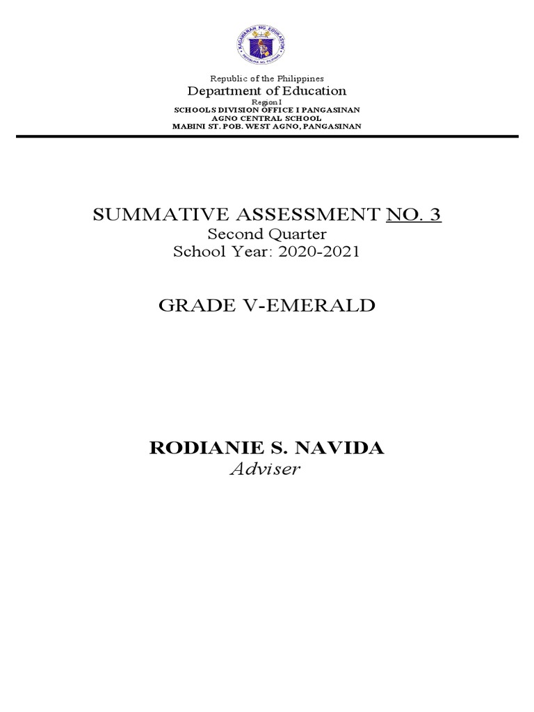 Summative Assessment No. 3 Complete | PDF
