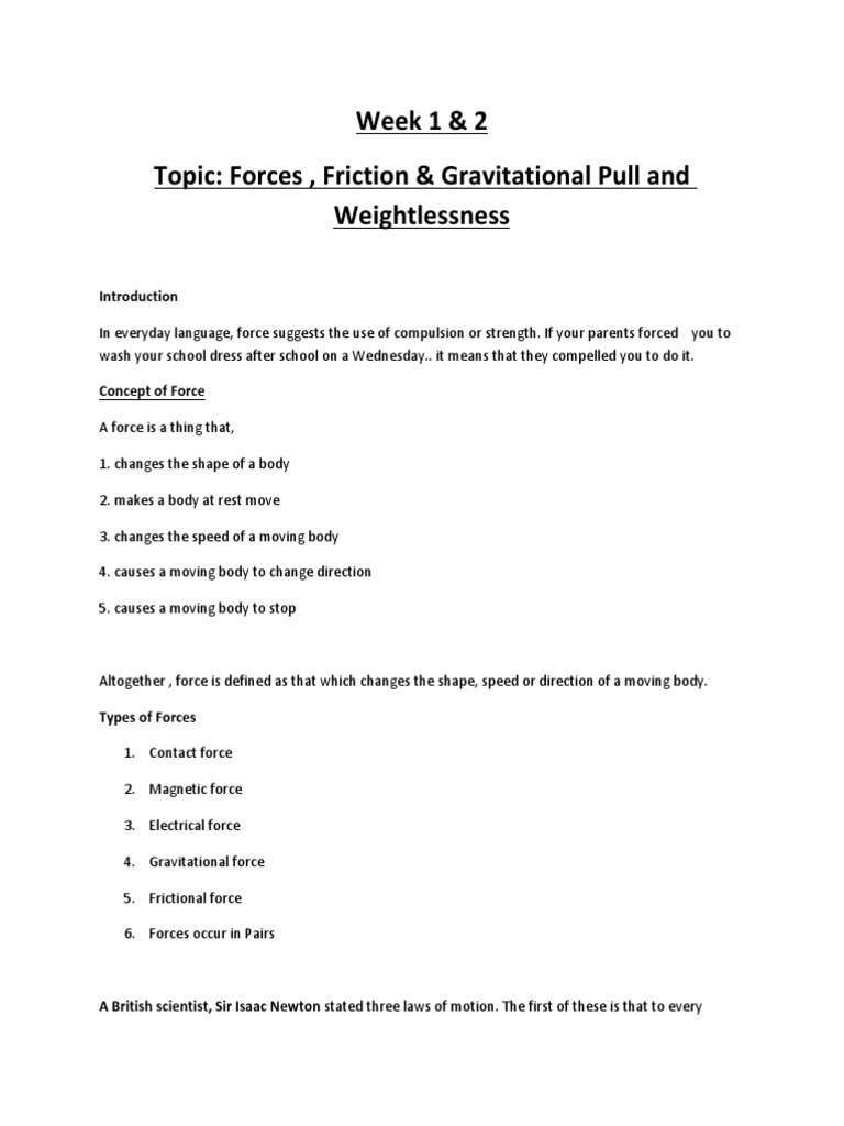 Gravitational and Frictional Forces Explained | PDF | Gravity | Force