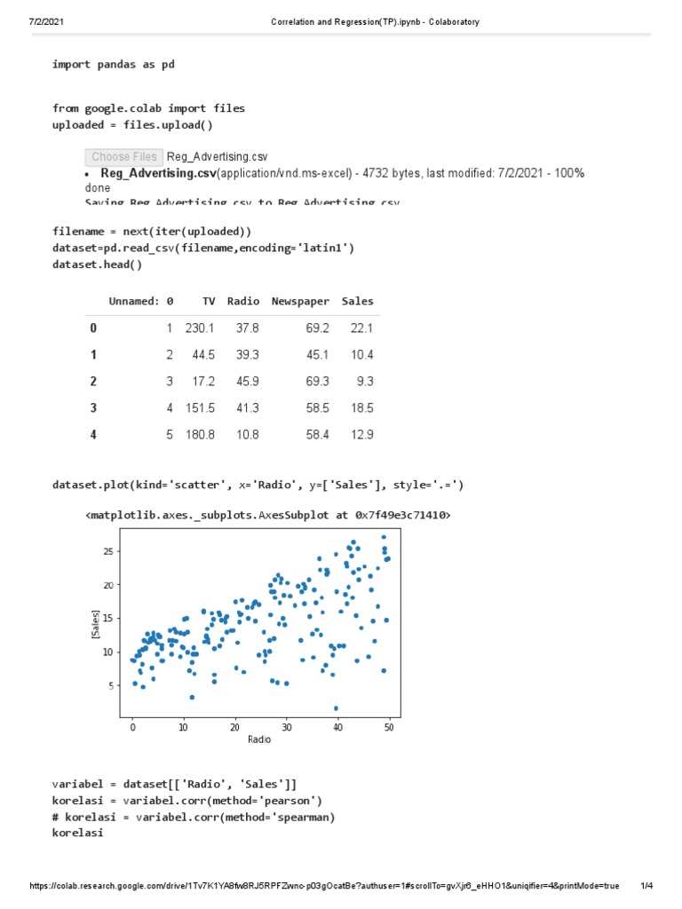 Correlation and Regression (TP) | PDF | Statistical Theory | Scientific ...