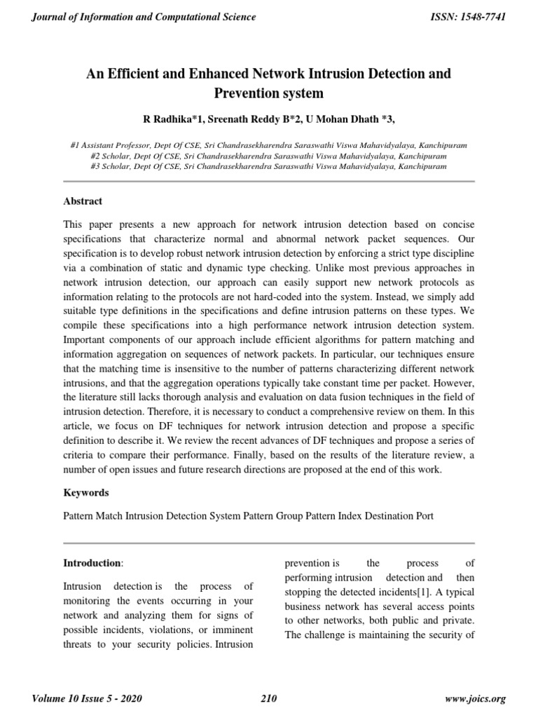 An Efficient and Enhanced Network Intrusion Detection and Prevention ...