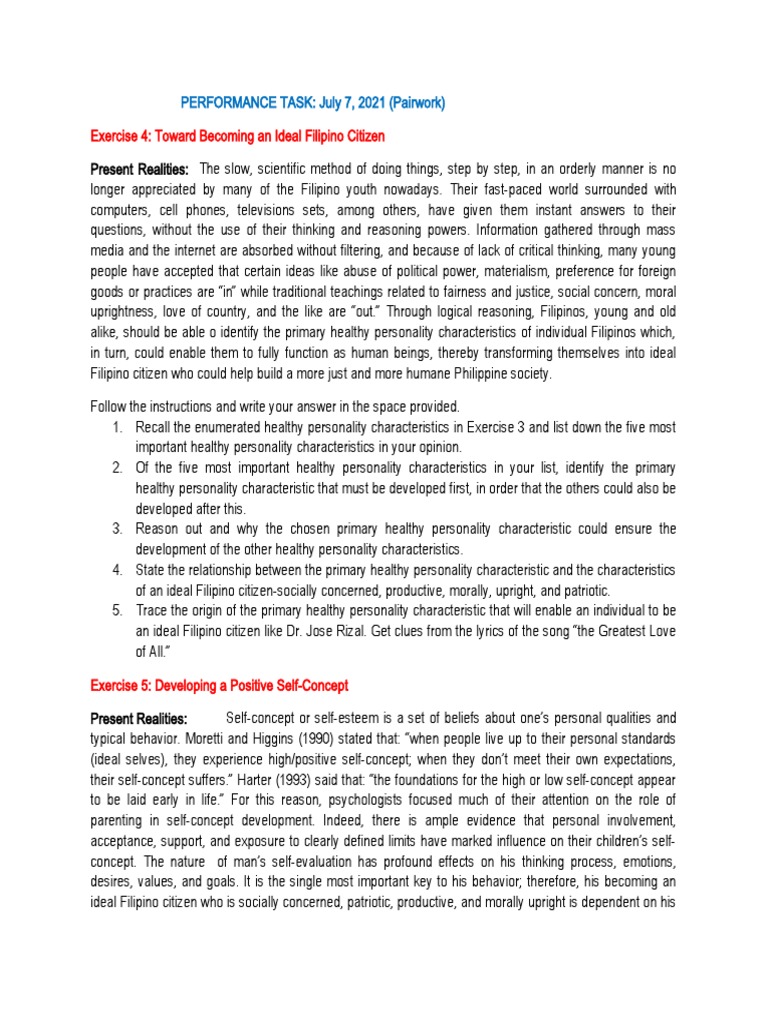 Developing A Positive Self Concept | PDF | Self Concept | Reason