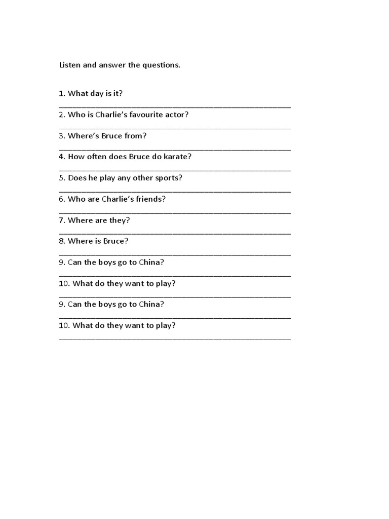 Listen and Answer The Questions 25.2.2021 | PDF | Sports & Recreation ...
