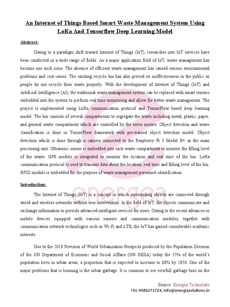 IoT 1-IoT Waste Management System | PDF | Internet Of Things | Deep ...