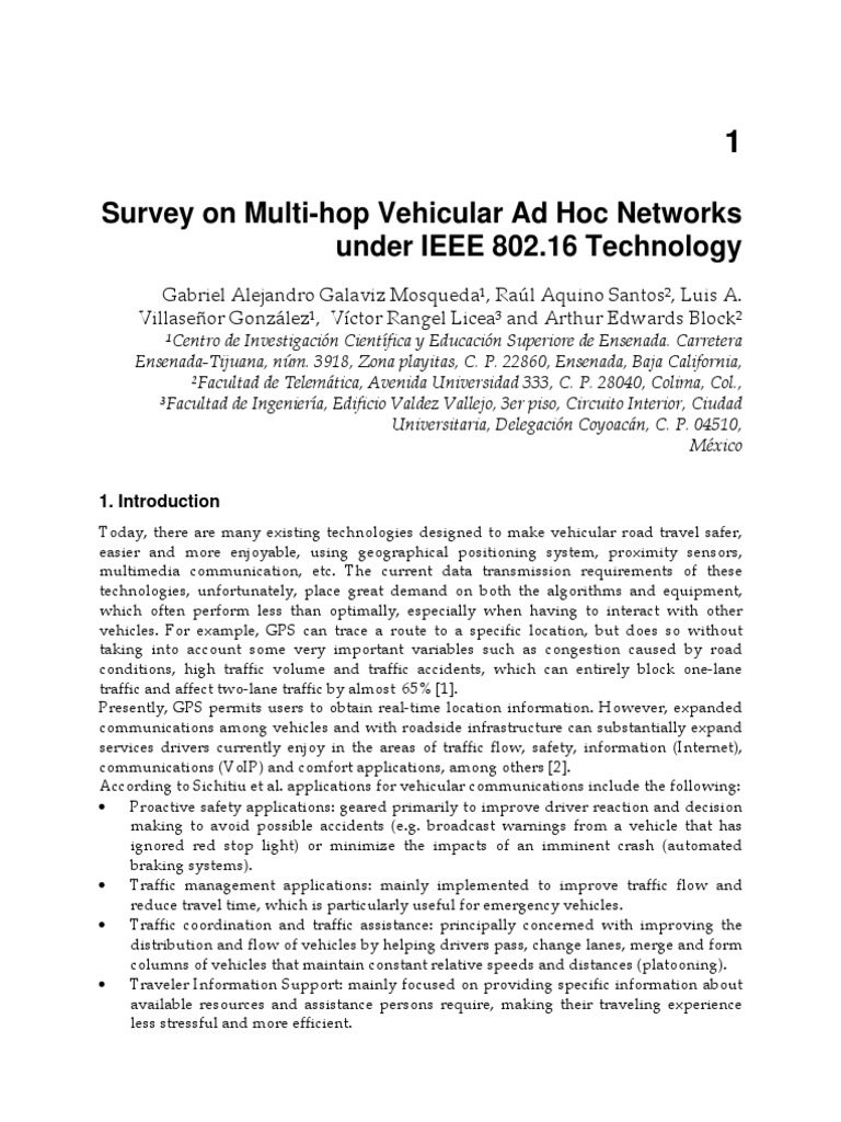 Survey On Multi-Hop Vehicular Ad Hoc Networks | PDF | Computer Network ...
