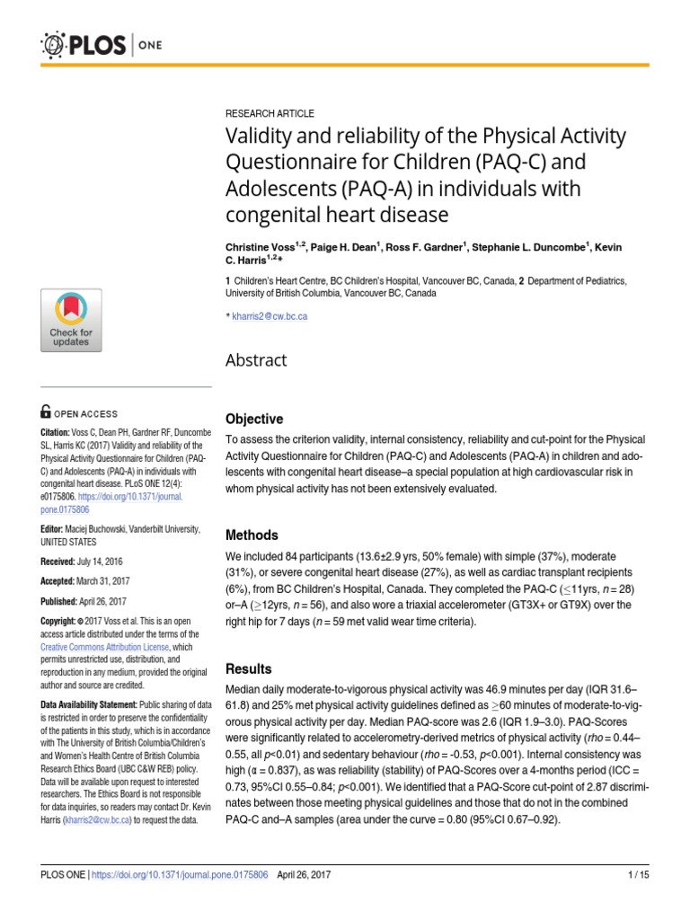 Pone 0175806 PDF Body Mass Index Validity (Statistics)