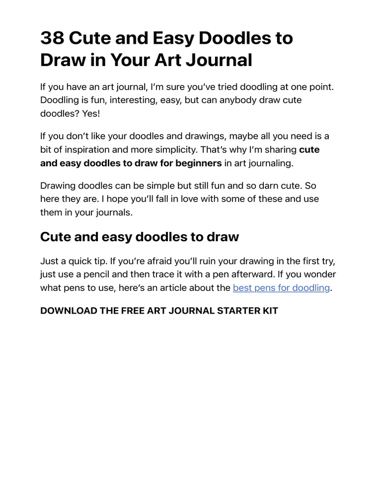 38 Cute and Easy Doodles To Draw in Your Art Journal | PDF | Paintings