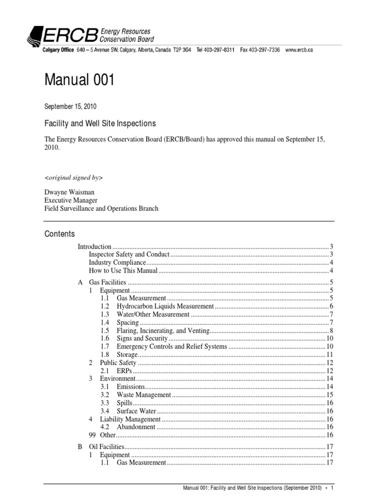 ERCB Directive 020: Well Inspections Guide | PDF | Regulatory ...